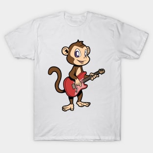 Cartoon monkey playing electric guitar T-Shirt